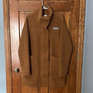 NWT Columbia panorama Long Camel Brown Fleece Jacket. Size large